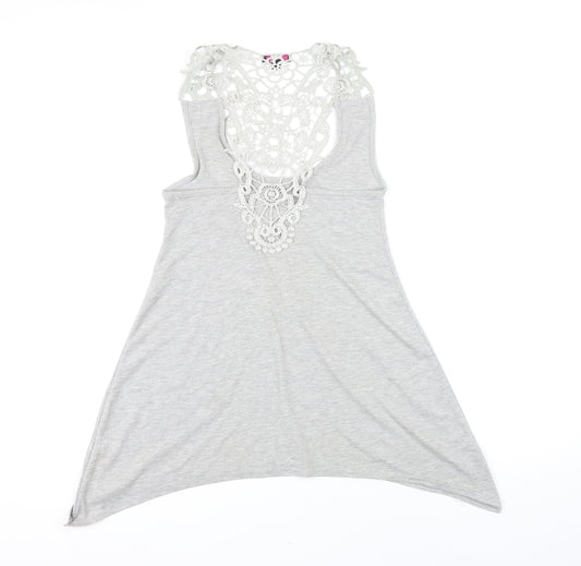 Womens UK Size 6 Therapy Grey Viscose T-Shirt