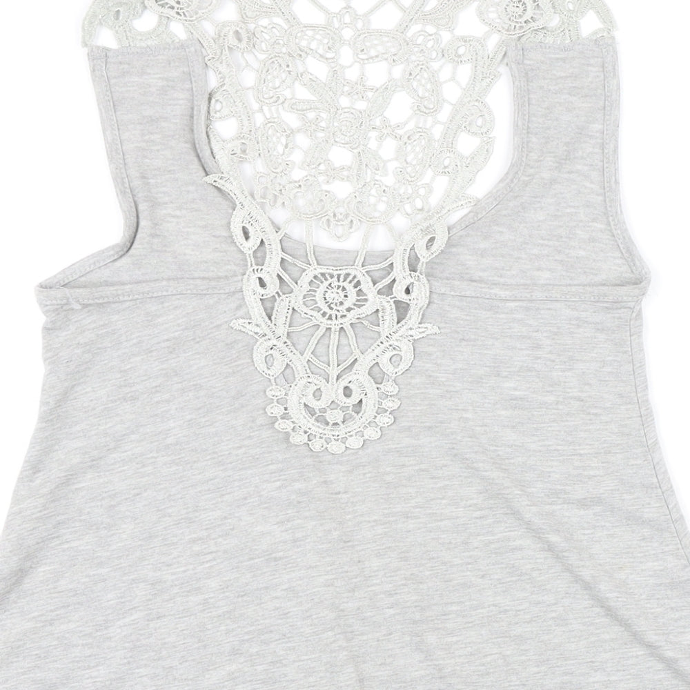 Womens UK Size 6 Therapy Grey Viscose T-Shirt