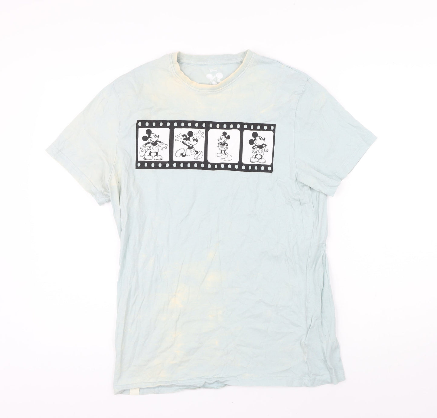 Disney Womens Blue 100% Cotton Basic T-Shirt Size S Round Neck - Mickey Mouse. Distressed look
