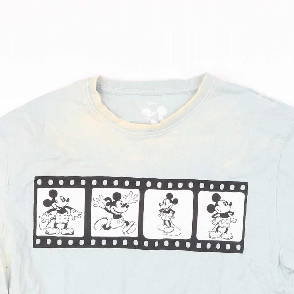 Disney Womens Blue 100% Cotton Basic T-Shirt Size S Round Neck - Mickey Mouse. Distressed look
