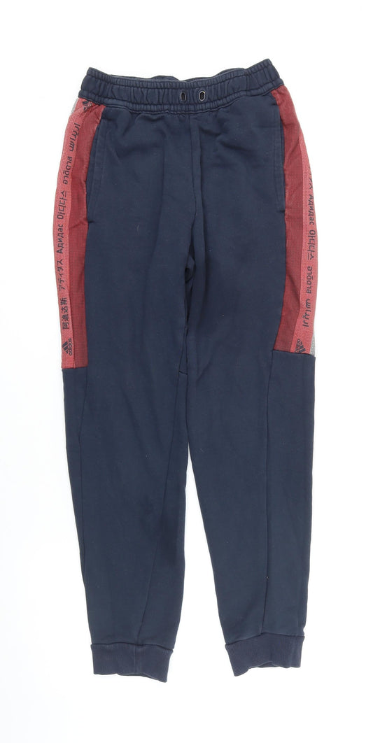 Addidas Womens Blue Cotton Jogger Leggings Size S L25 in - Elasticated waist