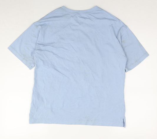 Disney Womens Blue Cotton Basic T-Shirt Size 10 Round Neck - Mickey Mouse Floral