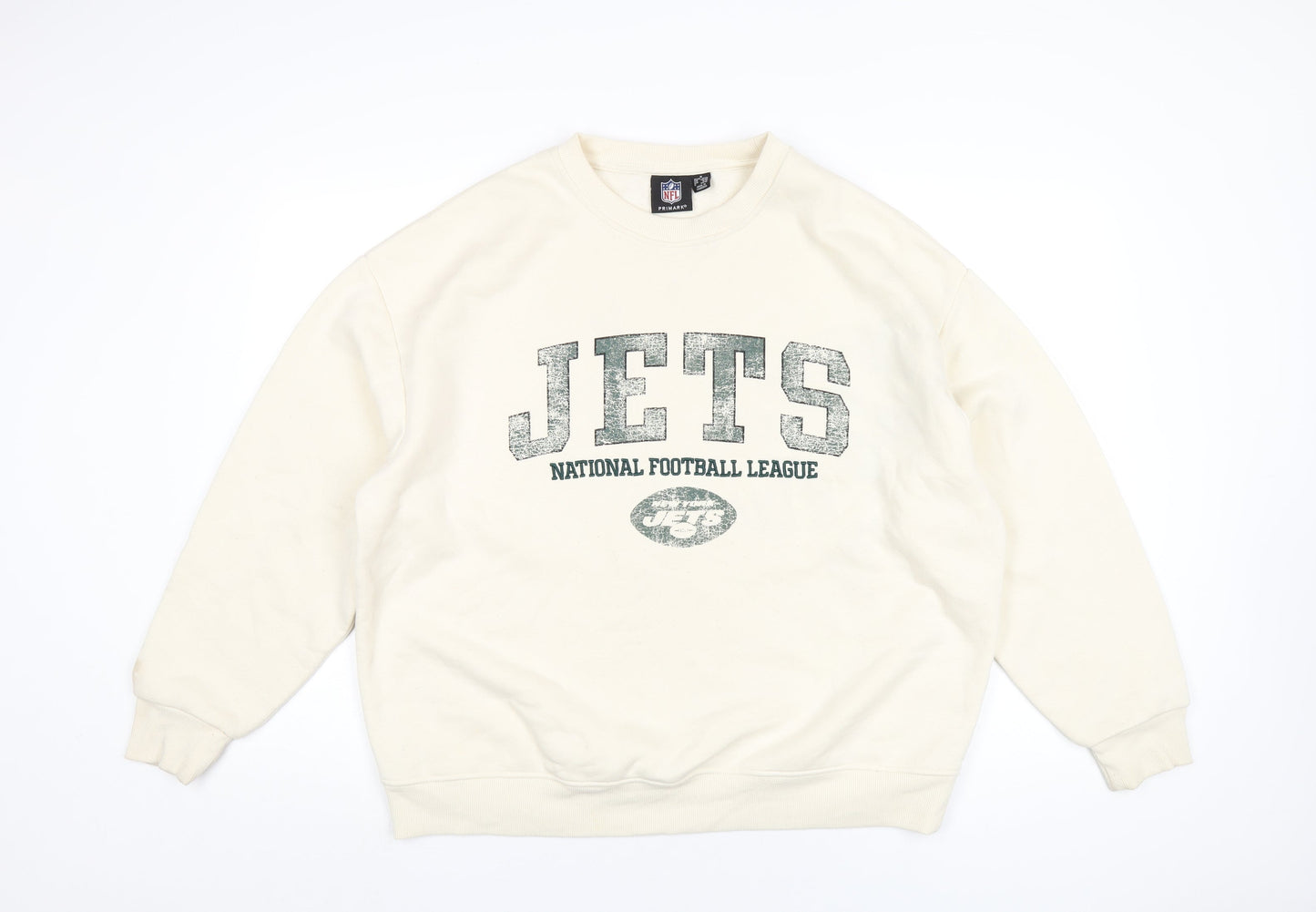 NFL Womens Ivory Cotton Pullover Sweatshirt Size 12 Pullover - NFL Jets