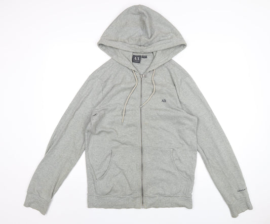 Armarni Excahnge Mens Grey Cotton Full Zip Hoodie Size M