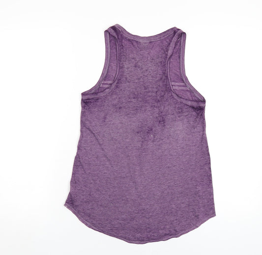 Womens UK Size XS PINK Purple Cotton Tank