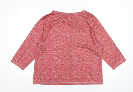 Anna Rose Womens Red Polyester Basic T-Shirt Size 2XL Round Neck