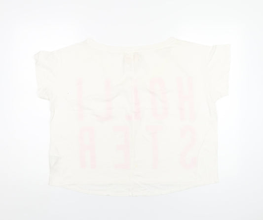Hollister Womens White Cotton Basic T-Shirt Size S V-Neck