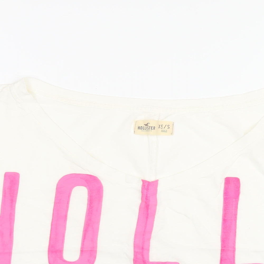 Hollister Womens White Cotton Basic T-Shirt Size S V-Neck