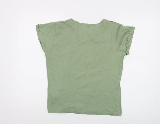 Disney Womens Green Cotton Basic T-Shirt Size 10 Crew Neck
