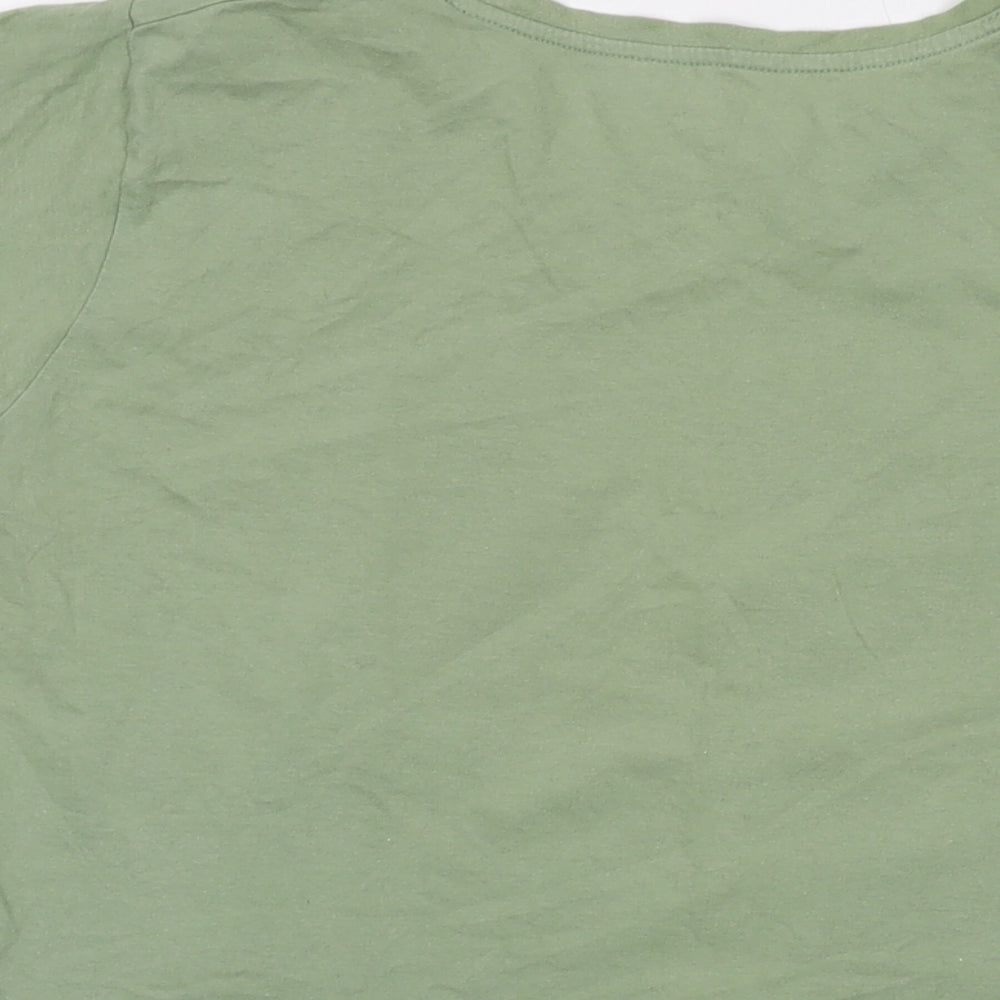 Disney Womens Green Cotton Basic T-Shirt Size 10 Crew Neck