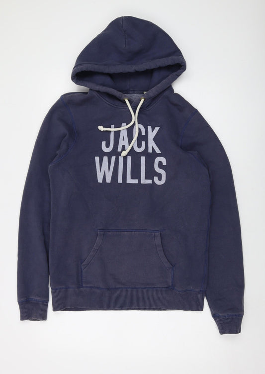 Womens UK 14 Regular Jack Wills Blue Pullover Hoodie