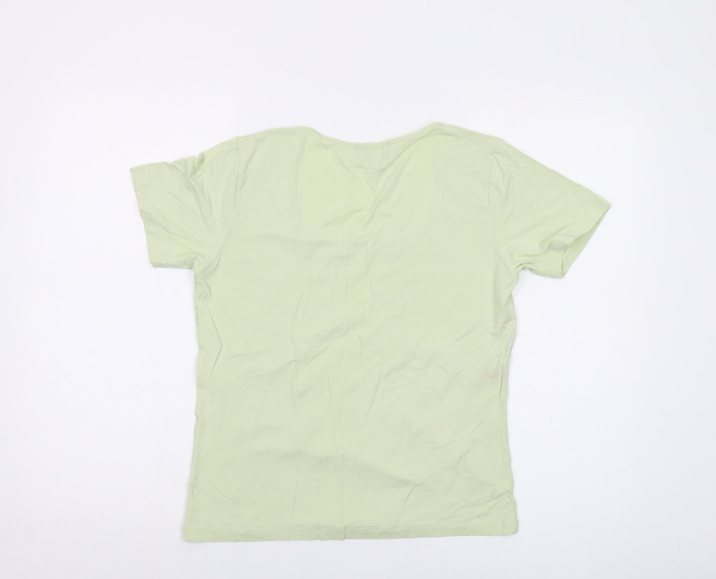 Paul Costelloe Womens Green Viscose Basic T-Shirt Size L Round Neck