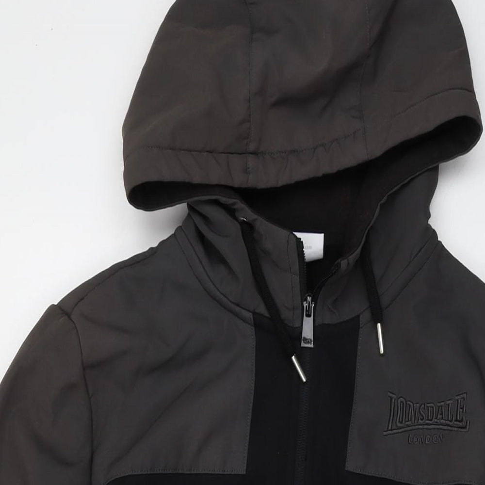 Lonsdale Mens Black Cotton Full Zip Hoodie Size S