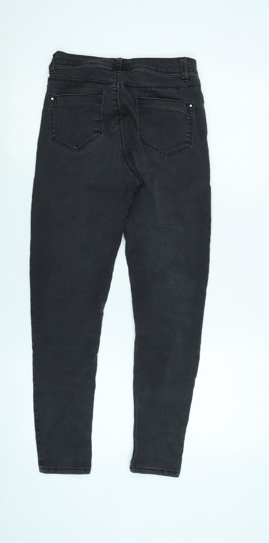 Dorothy Perkins Womens Grey Cotton Blend Tapered Jeans Size 4 L26.5 in Regular Zip