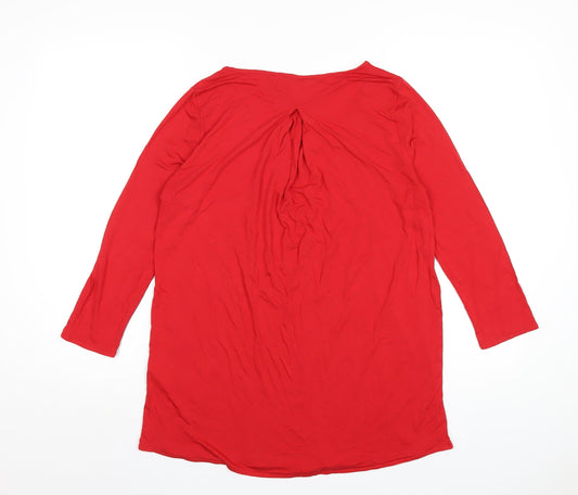 Womens UK Size S Lands' End Red Viscose T-Shirt