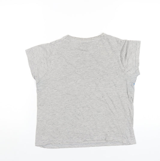 Disney Womens Grey Cotton Basic T-Shirt Size 6 Round Neck - Lilo & Stitch