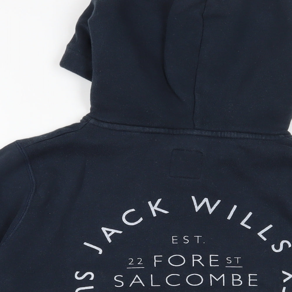 Jack Wills Womens Blue Cotton Pullover Hoodie Size 10 Pullover - Logo Zipped Pockets