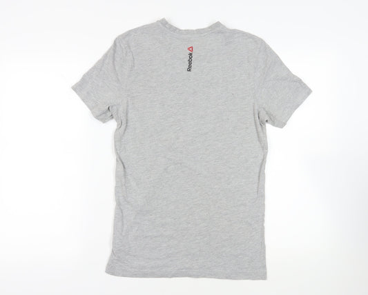 Reebok Mens Grey Cotton T-Shirt Size S Crew Neck - Logo