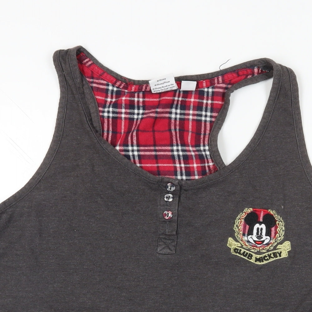 Disney Womens Grey Cotton Basic Tank Size S Scoop Neck - Mickey Mouse