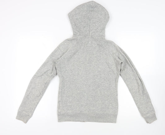 Jack Wills Womens Grey Cotton Full Zip Hoodie Size 8 Zip - Logo Pockets