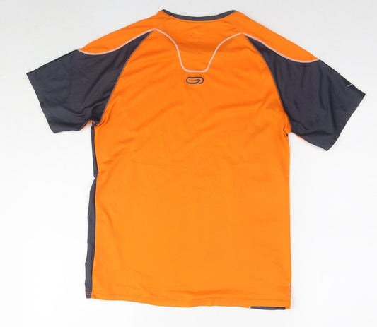 Kalenji Womens Orange Polyester Basic T-Shirt Size S Round Neck Pullover