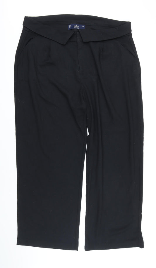 Hollister Womens Black Polyester Blend Trousers Size 16 L30 in Regular Zip
