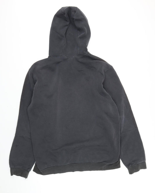 Back view of Addidas men’s grey cotton full zip hoodie, size L, - addidas logo