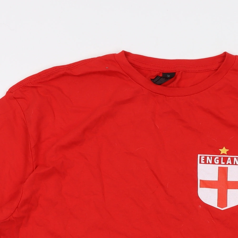England Mens Red Cotton T-Shirt Size XL Crew Neck