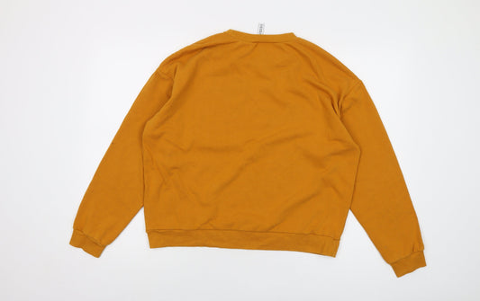 Disney Womens Yellow Cotton Pullover Sweatshirt Size L Pullover - Mickey Mouse