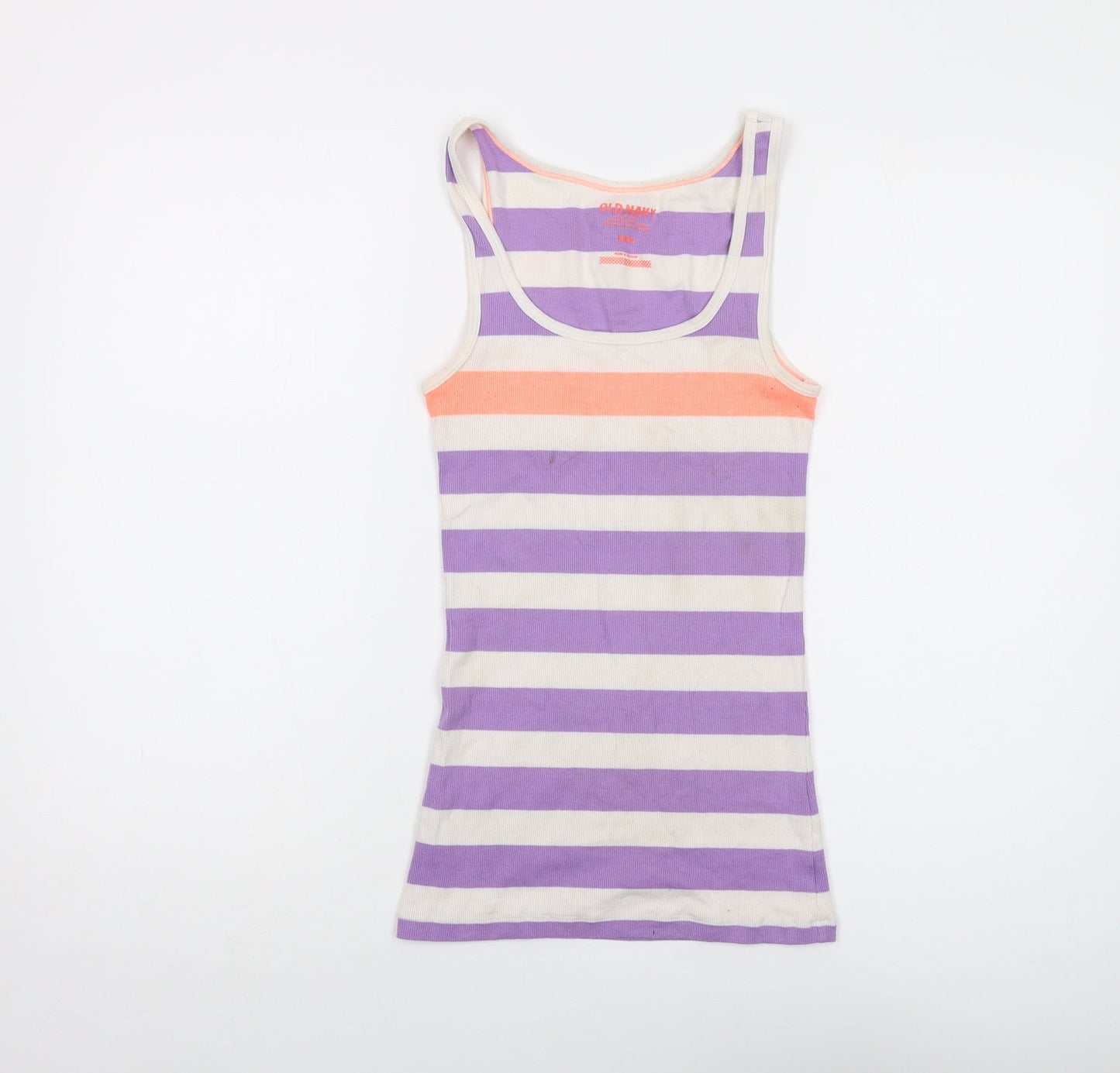 Old Navy Womens Multicoloured Striped Polyester Basic Tank Size M Round Neck