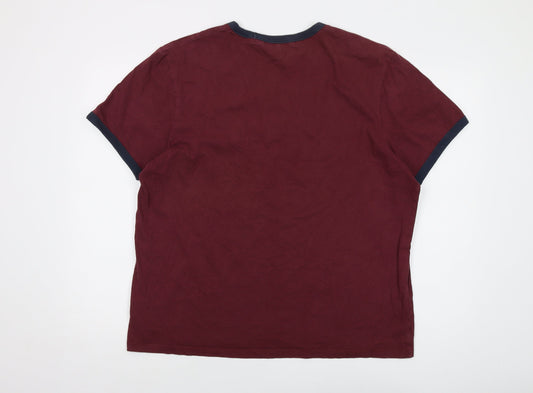 Jack Wills Mens Red Cotton T-Shirt Size 2XL Crew Neck