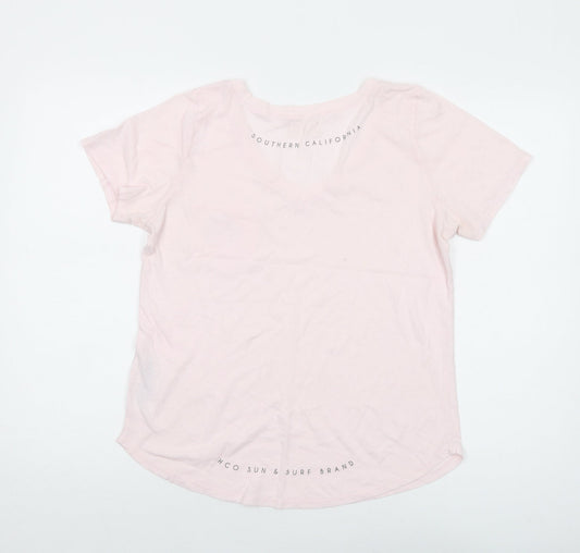 Hollister Womens Pink Cotton Basic T-Shirt Size M V-Neck