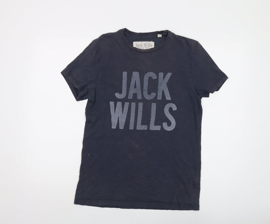 Jack Wills Mens Grey Cotton T-Shirt Size XS Crew Neck