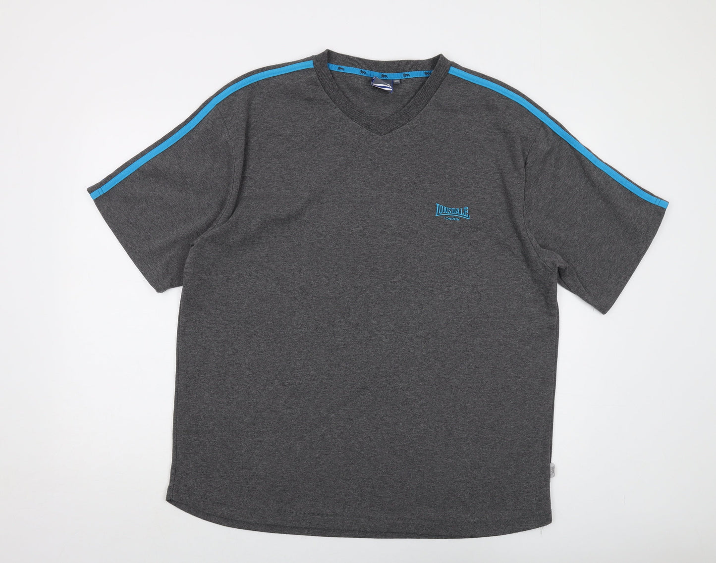 Lonsdale Mens Grey Polyester T-Shirt Size 2XL V-Neck