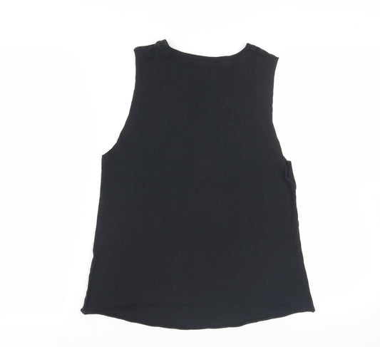 Hollister Womens Black Cotton Basic Tank Size XS Crew Neck - Logo
