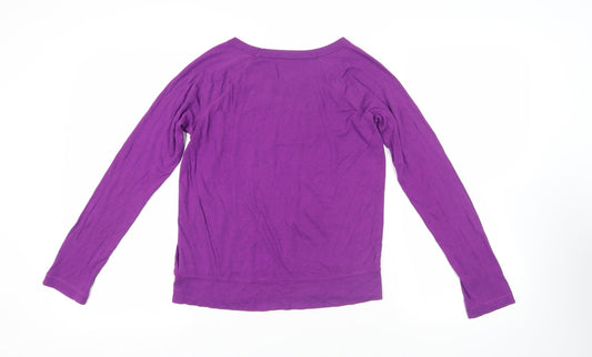 Gap Womens Purple Cotton Basic T-Shirt Size S Round Neck