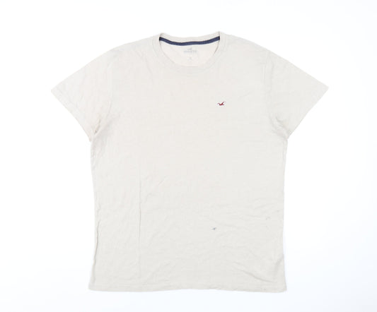 Hollister Mens Beige Cotton T-Shirt Size M Round Neck