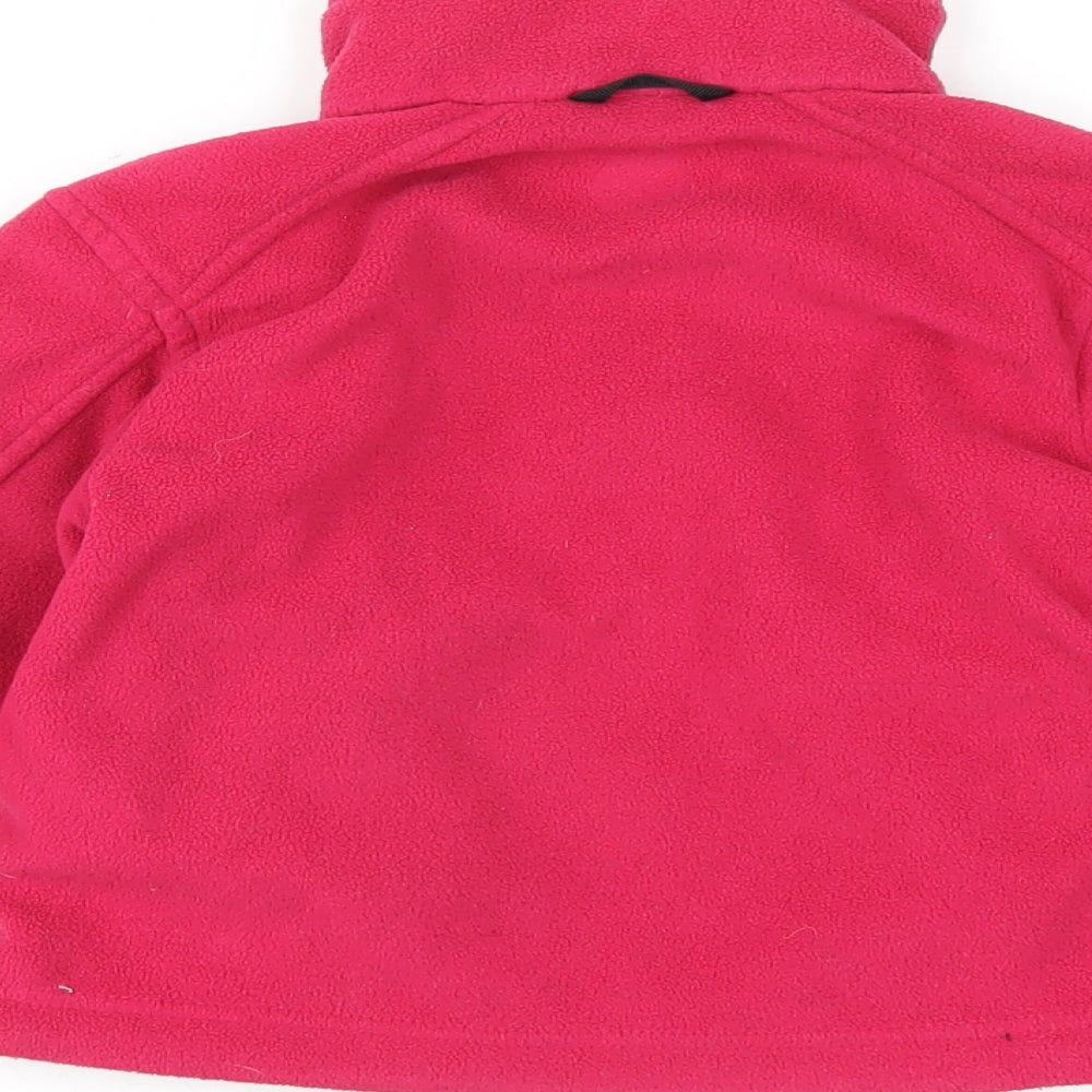 Brand and care label for McKINLEY girls’ pink jacket, size 4, years zip