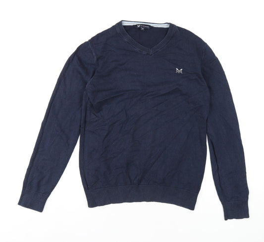 Additional front view of Crew Clothing Blue V-Neck Cotton jumper, size S, Long Sleeve