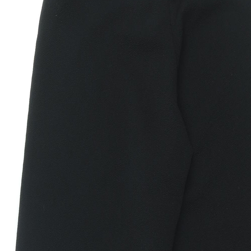 Brand and care label for I SAW IT FIRST women’s black polyester trousers, size UK 8, 31.5-inch leg regular