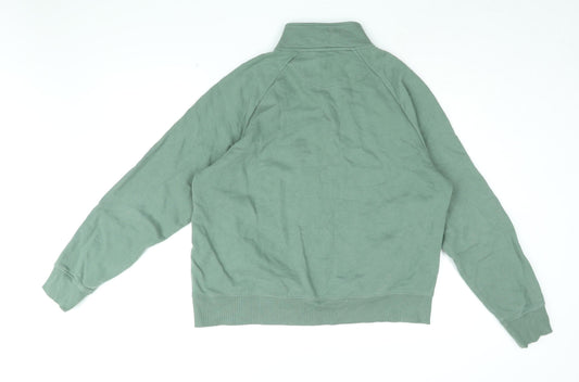 Marks and Spencer Womens Green Cotton Pullover Sweatshirt Size L Zip