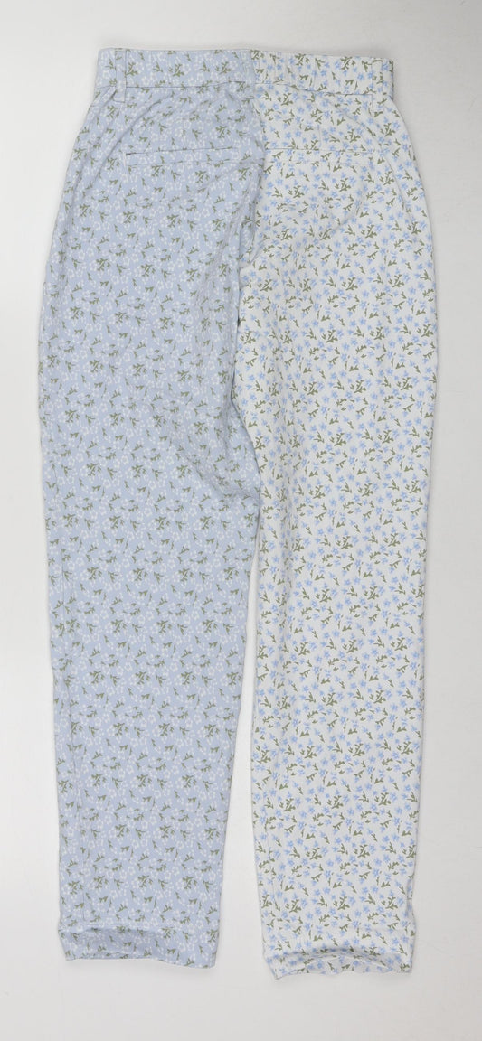 Hollister Womens Blue Floral Viscose Trousers Size XS L26 in Regular Zip
