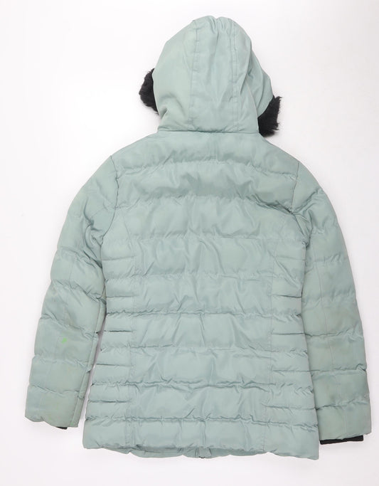 Brave Soul Womens Blue Quilted Jacket Size 10 Zip