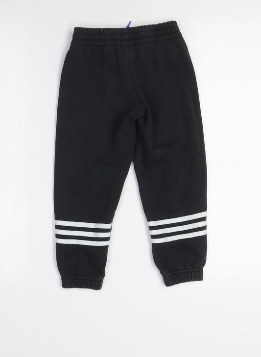 Adidas Boys Black Jogger Trousers with Side Stripe