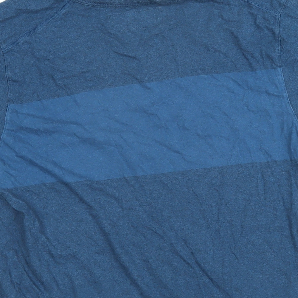 Universal Works Mens Blue Colourblock Cotton T-Shirt Size S Round Neck