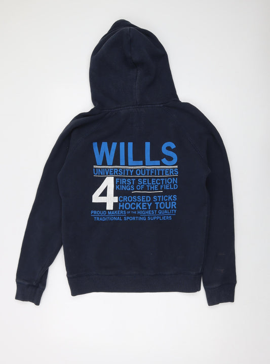 Jack Wills Womens Blue Cotton Pullover Hoodie Size 12 Pullover