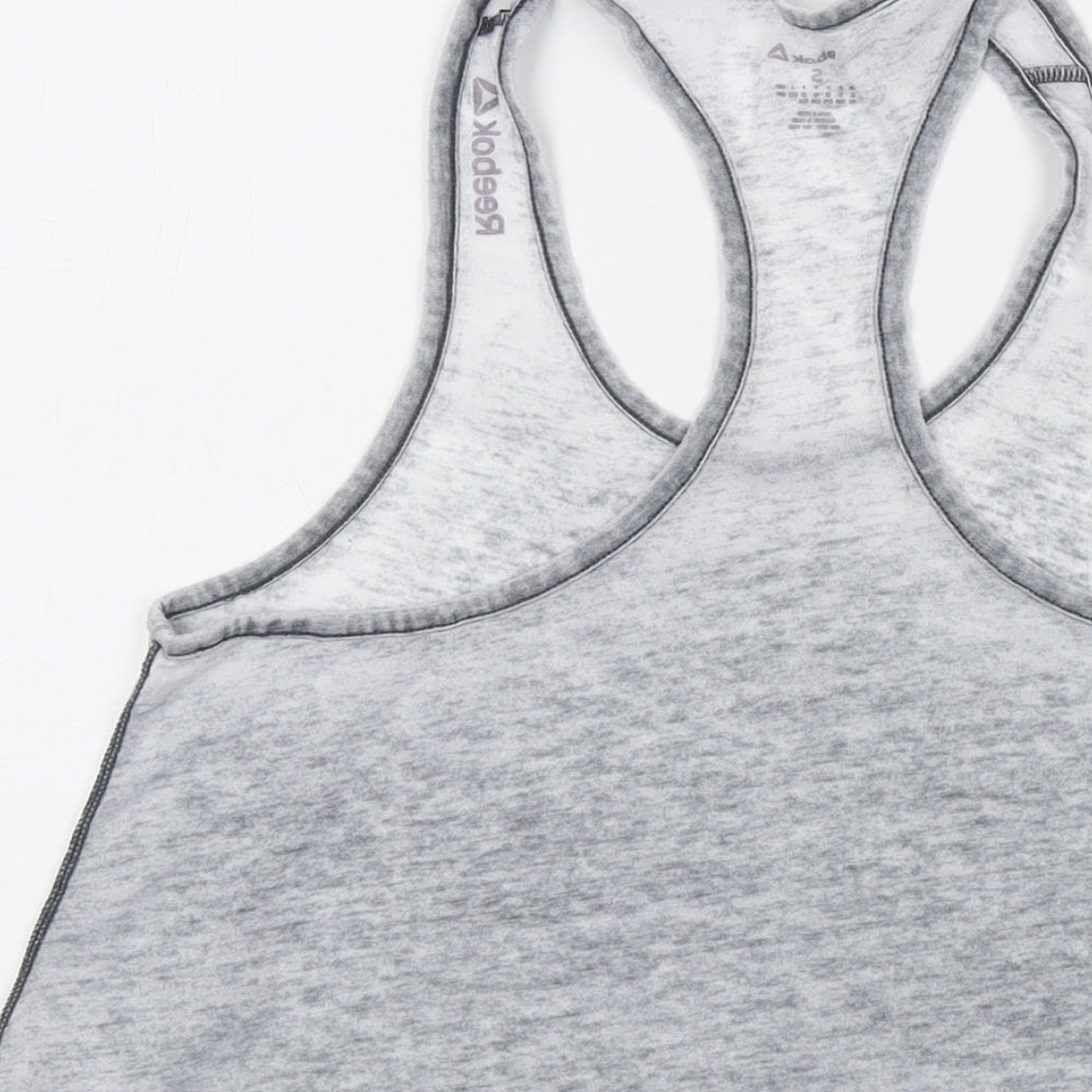 Reebok Womens Grey Polyester Basic Tank Size S Round Neck Pullover