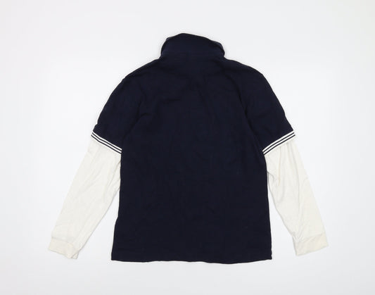 Gap Girls Blue Cotton Basic Polo Size 10-11 Years Collared Button