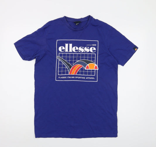 ellesse Mens Blue Cotton T-Shirt Size S Crew Neck