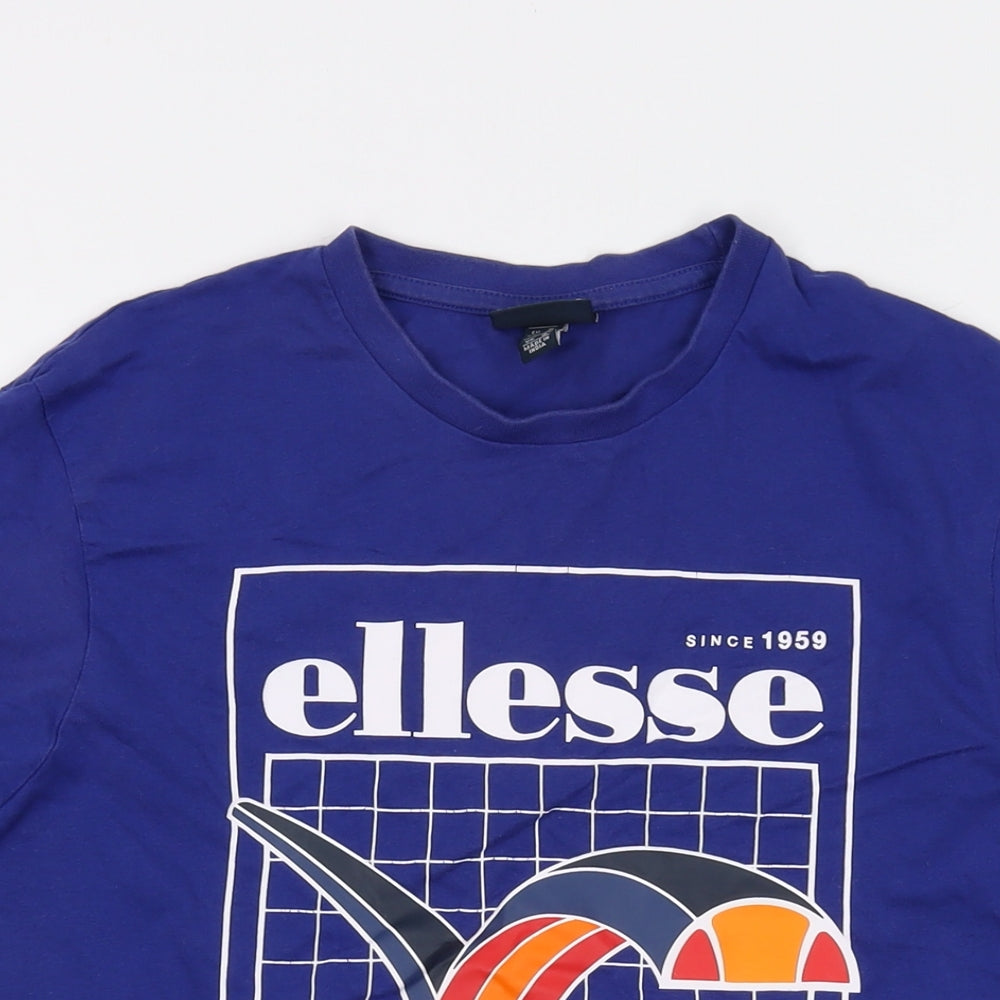 ellesse Mens Blue Cotton T-Shirt Size S Crew Neck